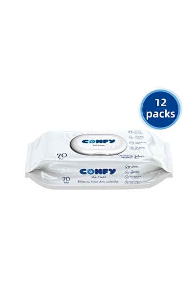 Confy مناديل مبللة فاخرة للعناية الناعمة 70 قطعة × 12 عبوة 840 ورقة