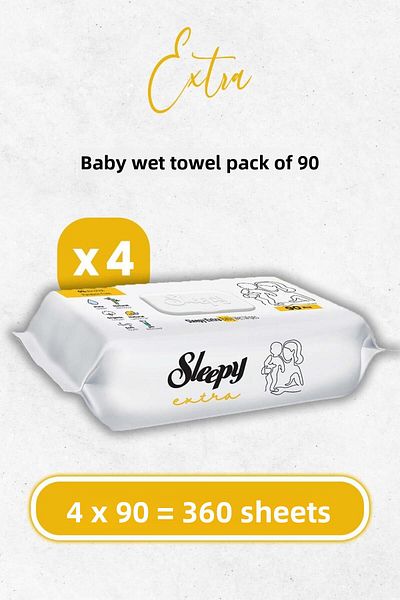 Sleepy Extra Wet Baby Towel 90 X 4 Pieces (360 SHEETS)