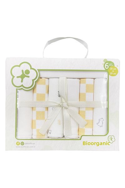 Biorganic Set of 6 Combed Cotton Baby Wipes 20x20 Cm 57759