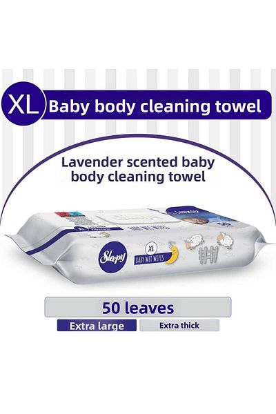 roztomily Nessiworld Sleepy XL Lavender Scented Baby Body Cleaning Wipes 50 Sheets