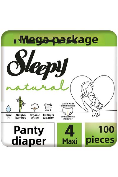 Sleepy Size 4 100 Natural Panty Diapers - Mega Pack