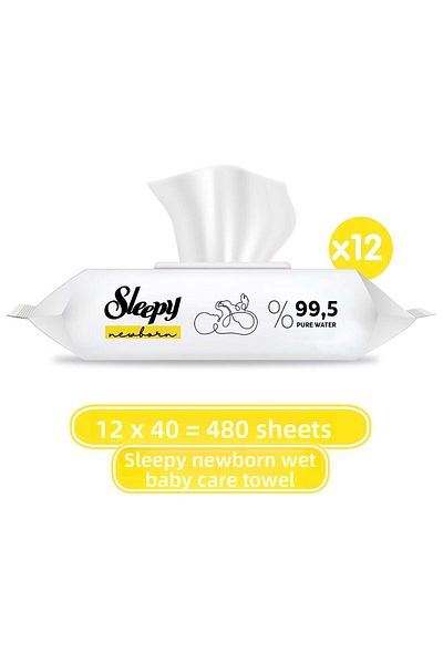 Sleepy Newborn Wet Baby Towel 12x40 (480 SHEETS)