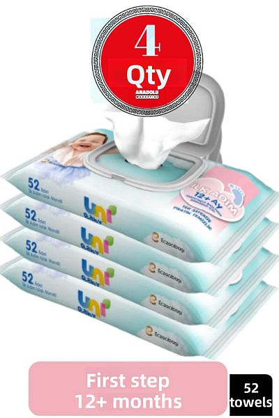 Uni Baby First Step 52 Wet Towels 4 Pieces