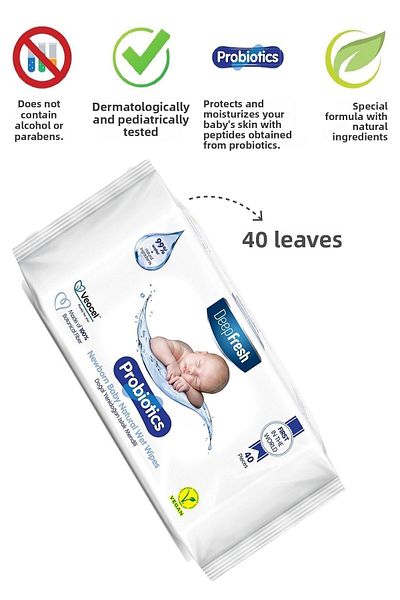 Deep Fresh Probiotic Natural Newborn Wet Wipes 40 Sheets