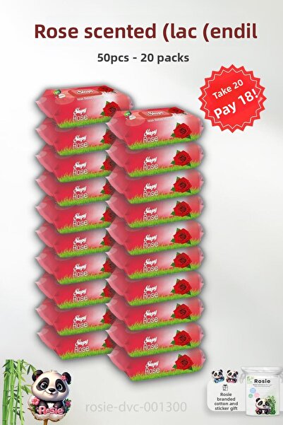 Sleepy مناشف أطفال مبللة برائحة الورد 50 قطعة من روزي - اشتري 20 واحصل على 18