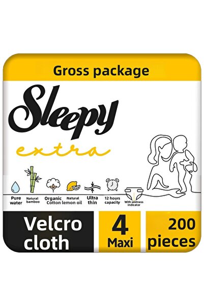 Sleepy حفاضات أطفال إضافية الحزمة الإجمالية 4 مقاس 100x2 200 قطعة