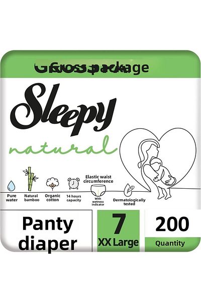 Sleepy Natural Gross Package Panty Diaper Size 7 (20-30 kg) Xxlarge 200 Pieces