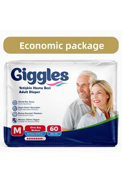 giggles Adult Patient Diapers Medium 2 Pack (60 Pieces)