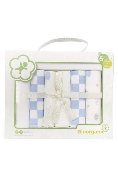 Biorganic مجموعة من 6 مناديل مبللة قطنية ممشطة للأطفال 20x20 سم 57759