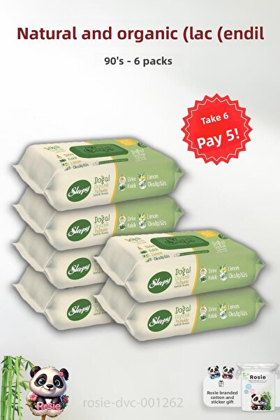 Sleepy مجموعة مناديل مبللة من القطن الطبيعي والعضوي سليبي 50 قطعة من روزي - ا...