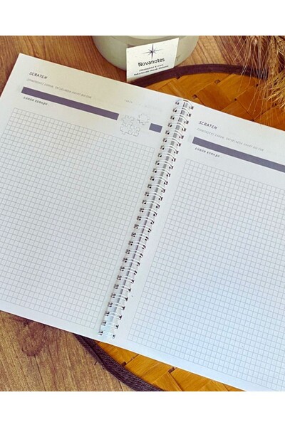 NovaNotlar B5 Scratch Pad – Checkered Scratch / Draft Notebook – Spiral Bound / Agenda / Notepad / Notebook