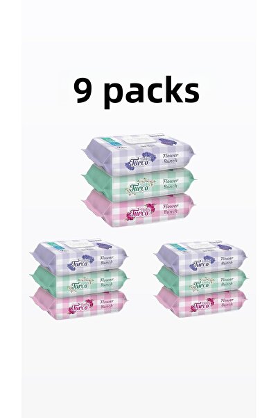 Baby Turco منشفة أطفال مبللة من Flower Bunch Mixed 9x90 810 ورقة