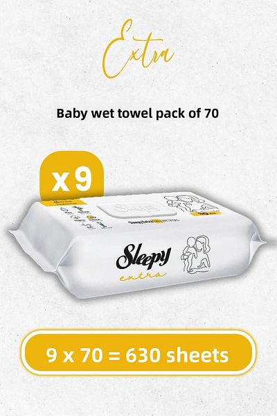 Sleepy Extra Wet Baby Wipes 70 X 9 Pieces (630 Sheets)