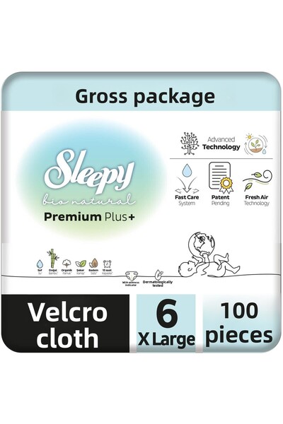 Sleepy عبوة بيو ناتشورال بريميوم بلس الكاملة حفاضات أطفال مقاس 6 كبير جدًا 10...
