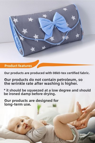 Umaybebek Bottom Opening Cushion, Baby Pillow, Pillow - with Bag - Dark/Grey Blue
