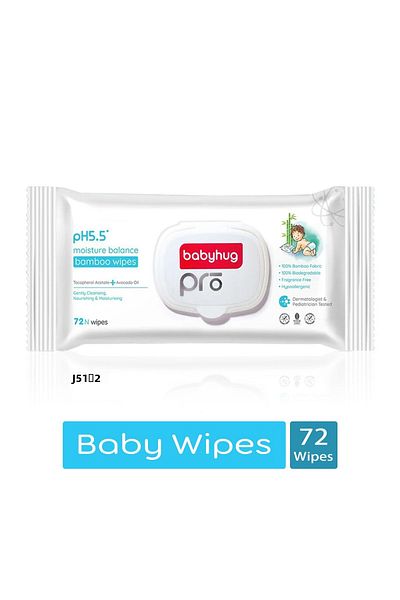 Babyhug Pro pH 5.5 Moisture Balance Bamboo Wipes - 72 Pieces