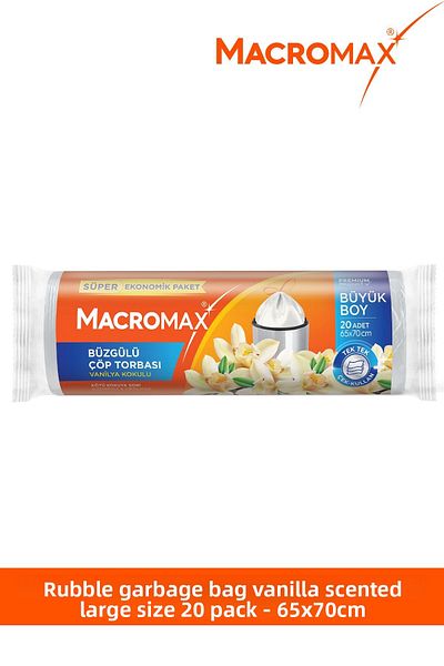 MACROMAX كيس قمامة مجمع مقاس كبير (65 × 70 سم) معطر بالفانيليا 20 قطعة عبوة اقتصادية للغاية