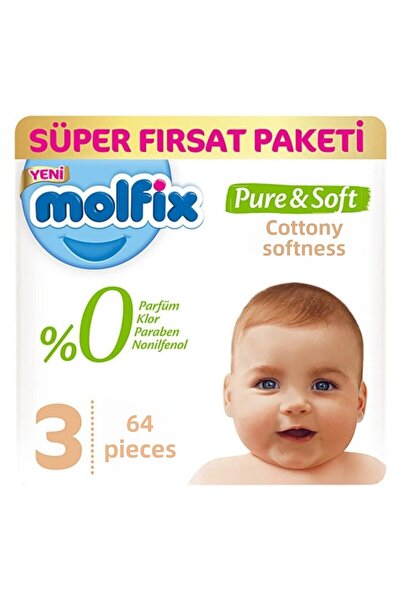 Molfix بيور اند سوفت ميدي 3 مقاس 64 عبوة سوبر ديل