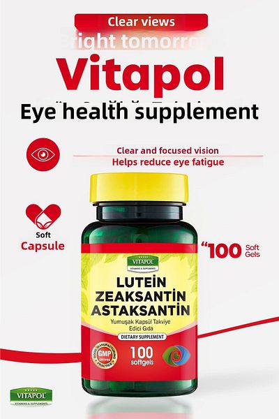 Vitapol Lutein Zeaxanthin Astaxanthin Coenzyme Q10 and Vitamin Complex – 100 Capsules – Eye Health