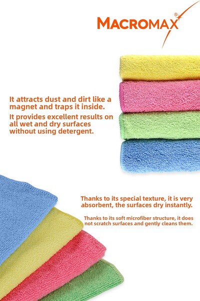 MACRO MAX Microfiber Cleaning Cloth 3 Pack, Ultra Absorbent Dust Collector Multi-Purpose Surface Cloth