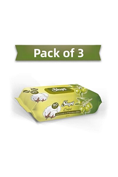 Sleepy مناديل مبللة قطنية بزيت الزيتون الطبيعي 3 عبوات 270 ورقة