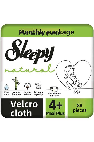 Sleepy Natural Baby Diapers Size 4+ 88 Pieces