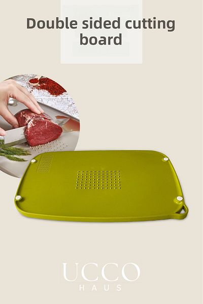UCCO Double Sided Anti-Slip Cutting Board |   Practical Plastic Cutting Board Kitchen with Grater, Meat, Vegetables and Fruits