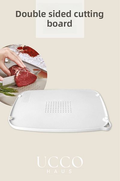 UCCO Double Sided Anti-Slip Cutting Board |   Practical Plastic Cutting Board Kitchen with Grater, Meat, Vegetables and Fruits
