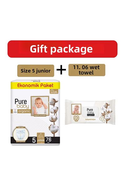 Pure Baby Size 5 Junior Organic Cotton Wet Towels - 76 Pieces, 90 Sheets
