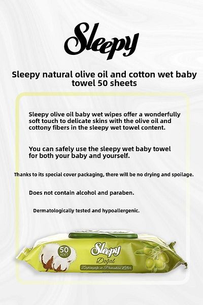 Sleepy Baby Towel with Natural Olive Oil and Cotton - 50 Sheets Buy 5 Pay 4 and Rosie Cotton