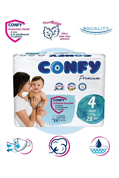 Confy بريميوم مقاس 4 حفاضات أطفال ماكسي 7 - 14 كجم 28 قطعة
