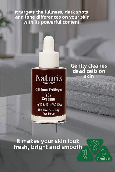 Naturix Skin Tone Equalizing Serum |   10% Aha + 2% Bha |   Red Peeling Effect 30 ml