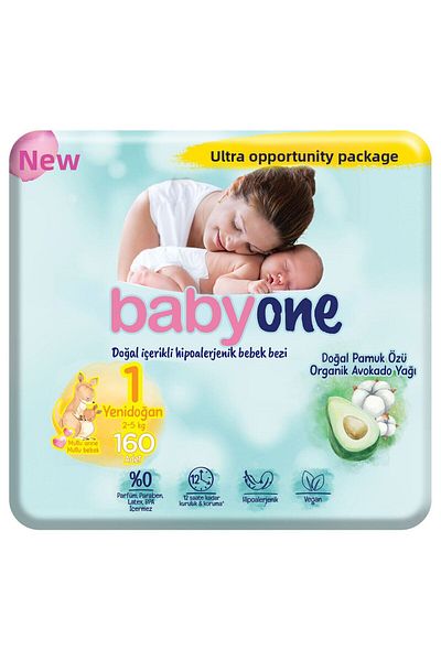 Babyone New Baby Diapers Size 1 Newborn Ultra Opportunity Package 160 Pieces