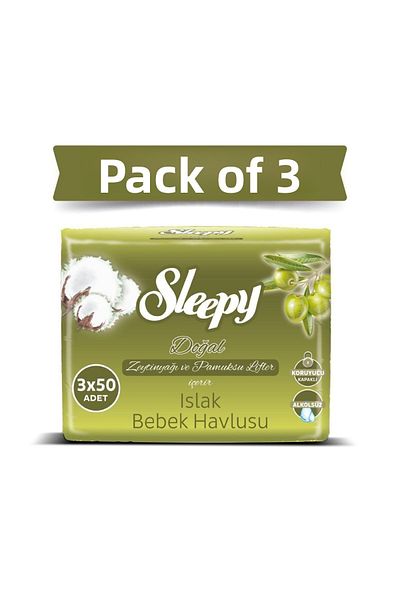 Sleepy 3 Pack Olive Oil Wet Towels 3X50 450 Sheets