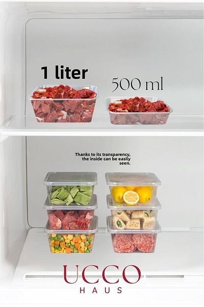 UCCO 20(10 10) Pieces Economical Storage Container Set – 10X500 ml 10X1000 ml Microwave Freezer Freezer Food