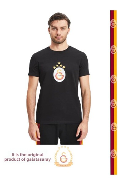 Galatasaray Αυθεντικό μαύρο μπλουζάκι 5 αστέρων