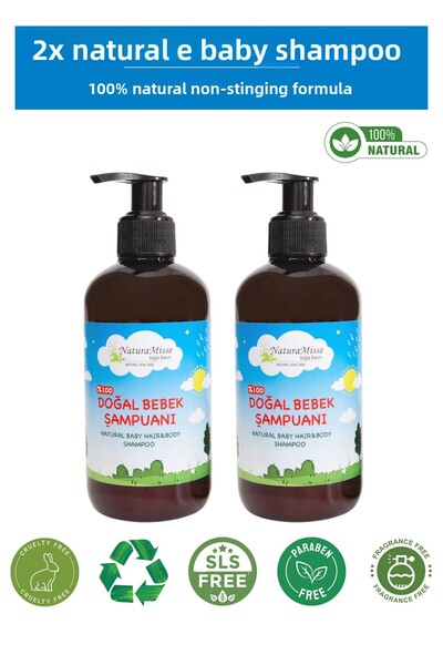 NaturaMisse Natural Baby Shampoo 500 ml Hair Body Shampoo Paraben-Free Sulfat...