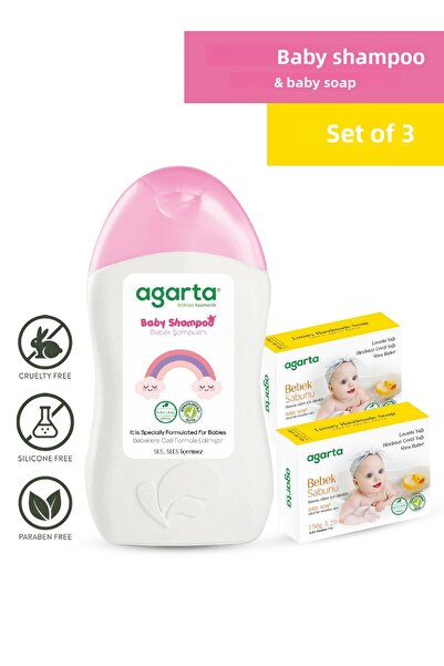 Agarta مجموعة العناية بالطفل مكونة من 3 قطع، قطعة واحدة من شامبو البنات 400 م...