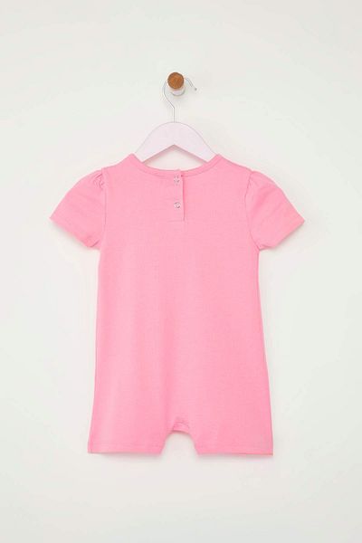 TRENDYOLKIDS Lilac-Pink 2-Piece Baby Girl 100% Cotton Polka Dot Short Sleeve Knitted Jumpsuit Tkdss25Tu00018