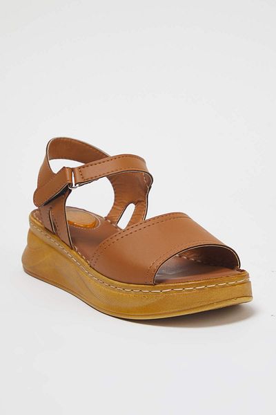 TRENDYOL SHOES Tan Single Band Heel Spur Support Extra Comfortable Women's Sandals Takss25Sd00002