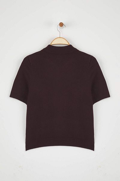 Trendyol Collection Καφέ Polo Neck Premium Νήματα / Πλεκτά με Ειδικά Νήματα Λεπτή Μπλούζα TWOSS25BZ00184