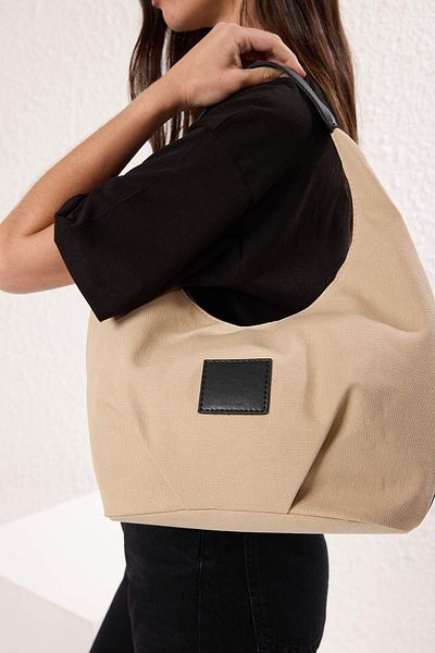 TRENDYOL SHOES Beige Canvas Damen Oval Tasche TAKSS25OC00076