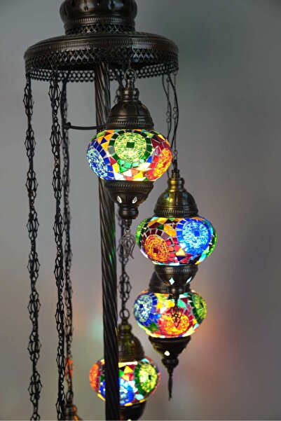 CYL El yapımı mozaik 7’ Li Lambader ampul hediyeli
