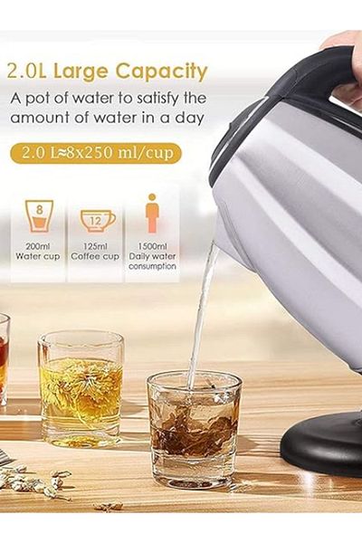 MACON Generic 2.L Electric Kettle - Black and Silver