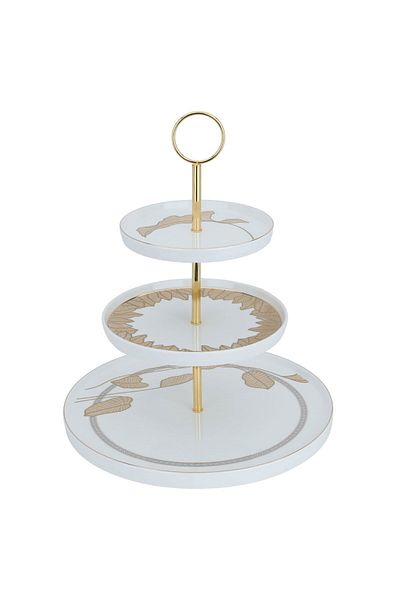 Alsaif Gallery Al Saif Gallery porcelain cake stand, round, 3 levels - white