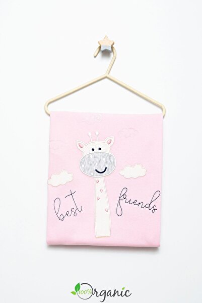 Miniel بطانية أطفال من القطن العضوي مطرزة بطبقة مزدوجة مقاس 90x80 سم - بناتي