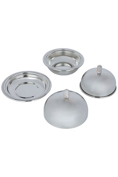 Alsaif Gallery Tofaria set with 2 dates with a steel cover from Al Saif Gallery, 3 pieces - silver
