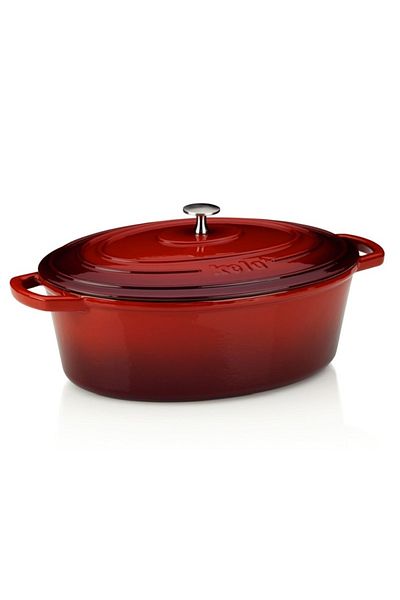 Kela Cast Iron Baking Tray With Lid Calido 32 X 25 Cm - 6 Liters Red