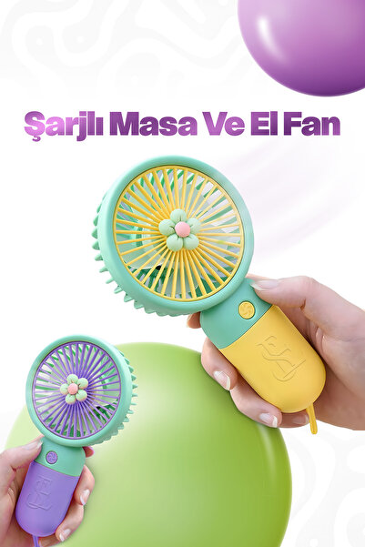 EN SİGA İpli Şarjlı Masa Ve El Fan Taşınabilir Şarjlı Edilebilir Mini El Fan