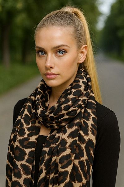 Axesoire 10862 Leopard Patterned Mink Color Shawl